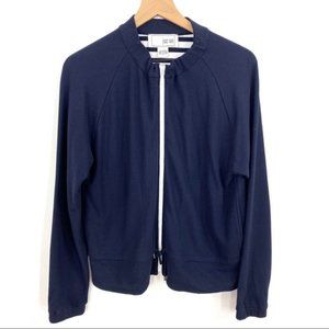 Joan Vass Navy White Lighweight Zip Up Jacket